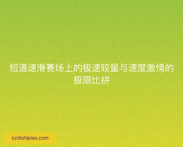 短道速滑赛场上的极速较量与速度激情的极限比拼