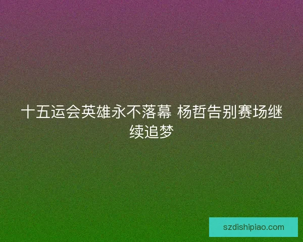 十五运会英雄永不落幕 杨哲告别赛场继续追梦